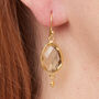 Lemon Topaz Oval Drop Gold Plated Earrings, thumbnail 3 of 11