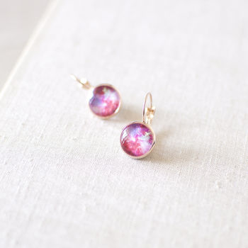 Pink And Magenta Galaxy Earrings, 5 of 7