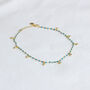 Cz Turquoise Gold Plated Or Sterling Silver Anklet, thumbnail 4 of 5