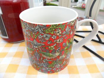 Jumbo Mug In Red Strawberry Thief Design, 2 of 8