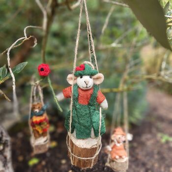 Handmade Felt Poppy The Mouse Decoration, 4 of 4