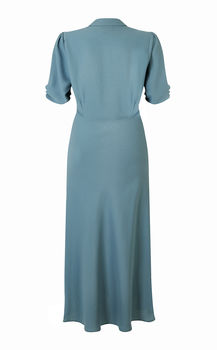 1940s Style Crepe Dress In Venice Blue, 3 of 3