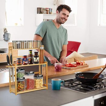 Three Tier Bamboo Storage Organizer Shelf Rack, 5 of 7