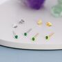 Sterling Silver Extra Tiny 2mm Emerald Green Cz Stud Earrings, thumbnail 1 of 12