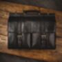 Black Leather Briefcase Laptop Bag Messenger, thumbnail 2 of 12