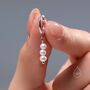 Genuine Freshwater Pearl Trio Huggie Hoop Earrings In Sterling Silver, thumbnail 3 of 11