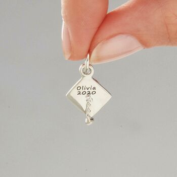 Mortar Board Engraved Silver Graduation Charm And Card, 2 of 9