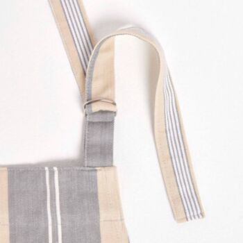 Personalised Grey Beige Striped Premium Cotton Apron, 3 of 7