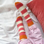 100% Cashmere Bold Coral Stripe Socks, thumbnail 4 of 10