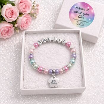 Personalised Big Sister Name Bracelet Gift, 2 of 12