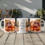 Personalised Autumn Rabbit Playing In Leaves Gift Mug, thumbnail 2 of 2