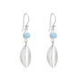 Sterling Silver Blue Opal Leaf Drop Earrings, thumbnail 1 of 5
