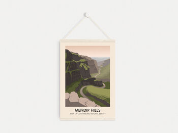 Mendip Hills Aonb Travel Poster Art Print, 6 of 8