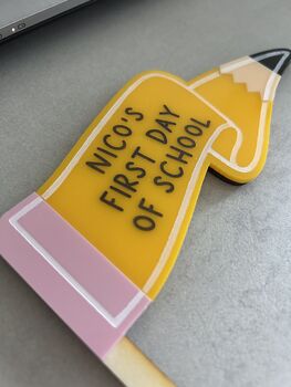 Personalised 'First Day Of' Acrylic Pencil Flag Keepsake, 3 of 4
