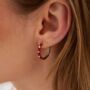 Blue Enamel Stripe Sterling Silver Hoop Earrings Zirconia Interior, thumbnail 10 of 10