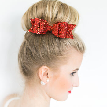 Oversized Glitter Hair Bow 14 Colours To Choose, 2 of 12