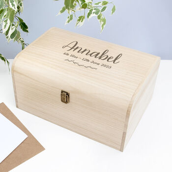 Personalised New Baby Wooden Keepsake Chest, 8 of 10