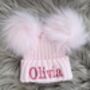 Baby Pink Embroidered Knitted Hat, thumbnail 4 of 4