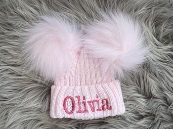Baby Pink Embroidered Knitted Hat, 4 of 4
