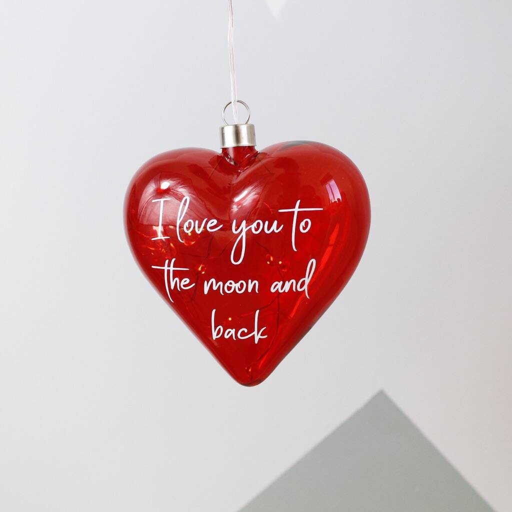 Personalised I Love You Glass LED Light Heart By Olivia Ltd