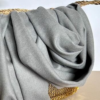 Super Soft Plain Pashmina Style Scarf In Stone Grey, 2 of 3