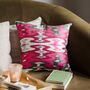 Square Ikat Silk Cushion Watermelon Weave, thumbnail 1 of 8