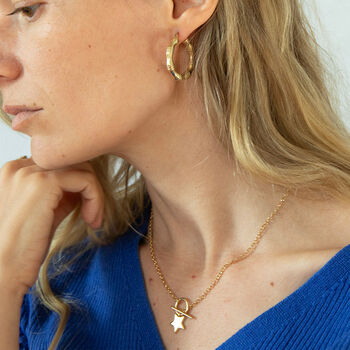 18ct Gold Plated Star Charm T Bar Necklace, 6 of 7