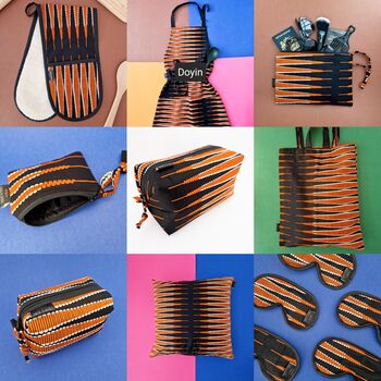 African Print Oven Gloves | Black Orange Doyin Print, 5 of 6