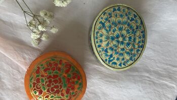 Indian Handpainted Jewellery Box Kashmir Paper Mache, 5 of 11