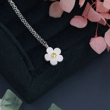 Tiny Forget Me Not Flower Pendant Necklace, 4 of 11