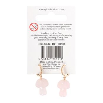 Rose Quartz Crystal Mushroom Earrings, 4 of 4