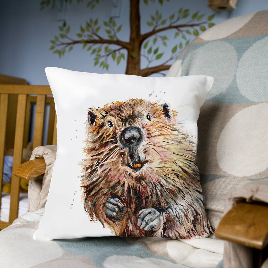Inky Beaver Large Luxury Cushion And Pad, 1 of 4