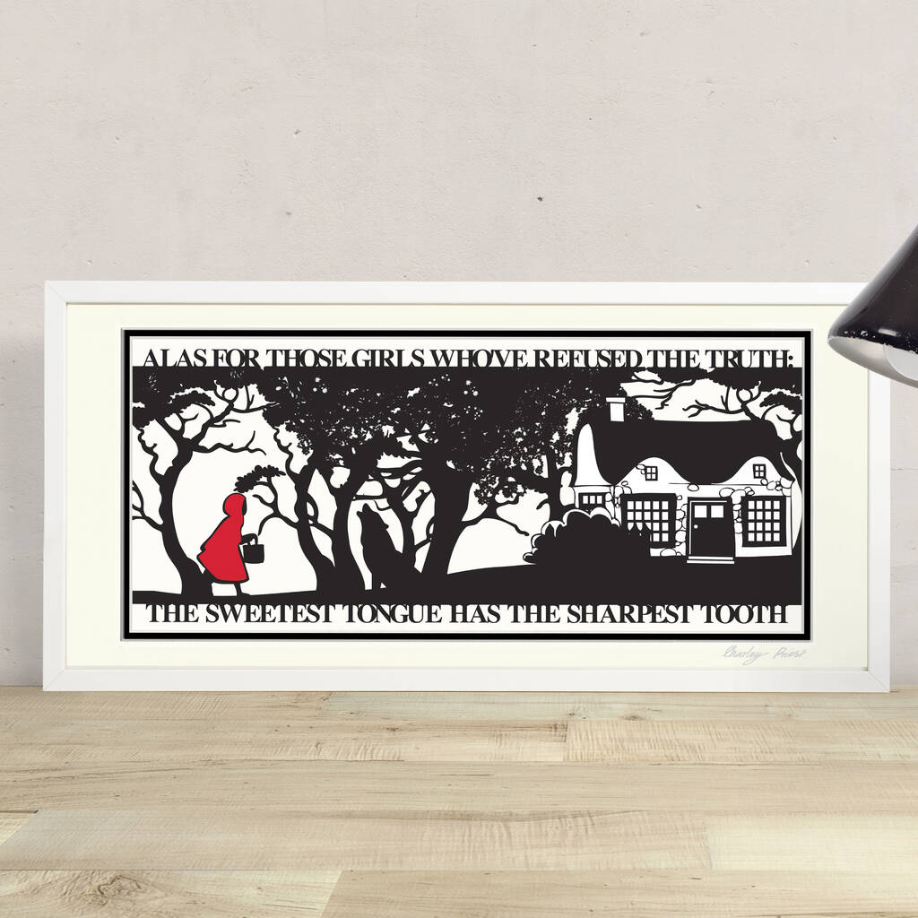 Red Riding Hoods Folly Signed Papercut Print, 1 of 7
