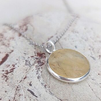 'The Circle' Citrine November Birthstone Necklace Silver, 6 of 8