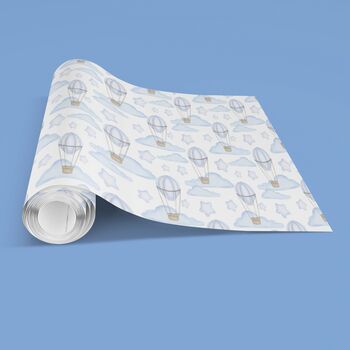 Hot Air Balloon Gift Wrapping Paper Available In Blue Or Pink, 2 of 11