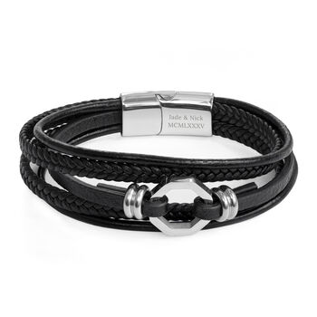 Personalised Men's Mayfair Leather Bracelet, 8 of 8