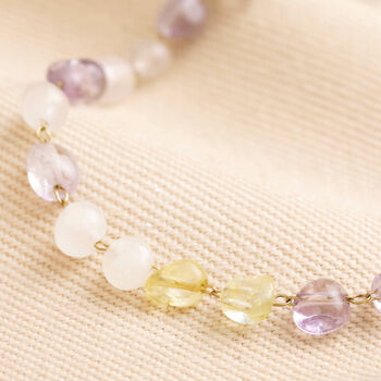 Pastel Semi Precious Stone Beaded Bracelet In Gold, 3 of 5