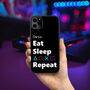 Gamers iPhone Case Eat Sleep Game Repeat 12 13 14 15 Se, thumbnail 1 of 2