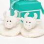 Scottish Highland Cream Cow Baby Slippers Gift Boxed, thumbnail 1 of 4