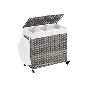 140 L Laundry Basket Hamper With Three Compartment, 6 of 9