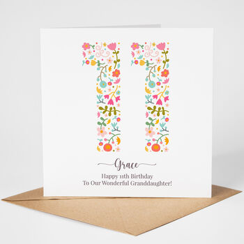 Floral Fun Personalised 11th Birthday Card, 4 of 5