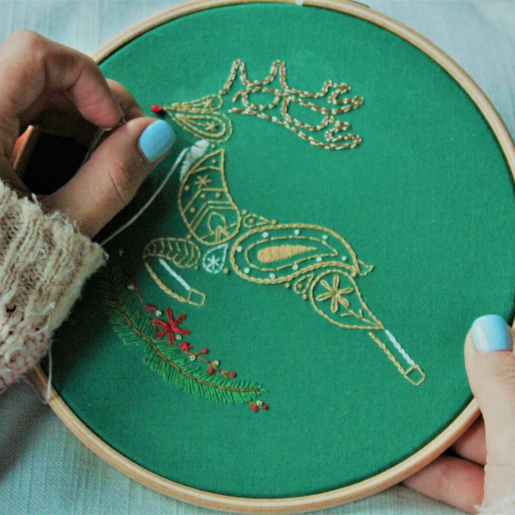 Christmas Reindeer Embroidery Kit, 1 of 4