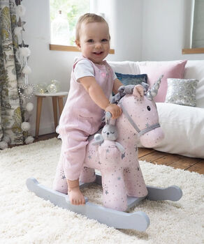 Celeste And Fae Personalised Rocking Unicorn Horse 9m+, 2 of 6