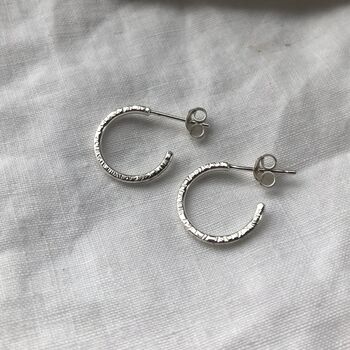 Fine Textured Hoop Earrings, 5 of 10