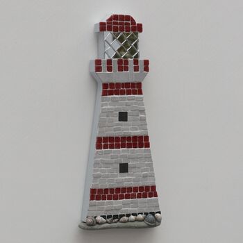 Red And Grey Lighthouse Coastal Mosaic Wall Art, 3 of 4