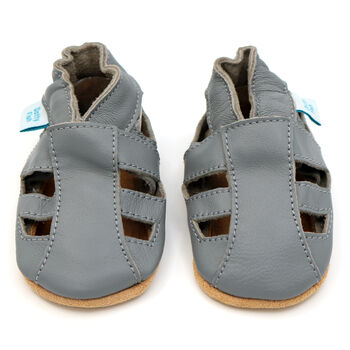 Dotty Fish Grey Soft Leather Sandals With Barefoot Soles, 5 of 7