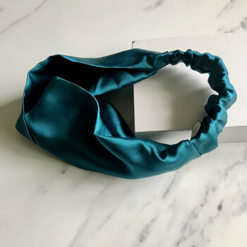 Mulberry Silk Hairband Twisted Knot Turban In Teal, 2 of 3
