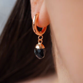 Black Onyx Hoop Earrings And Necklace, 3 of 11