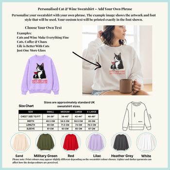 Cosy Cats And Wine Sweatshirt – Jumper For Cat Lovers, 4 of 4