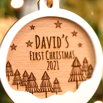 Baby's First Christmas Personalised Wooden Decoration, 3 of 12